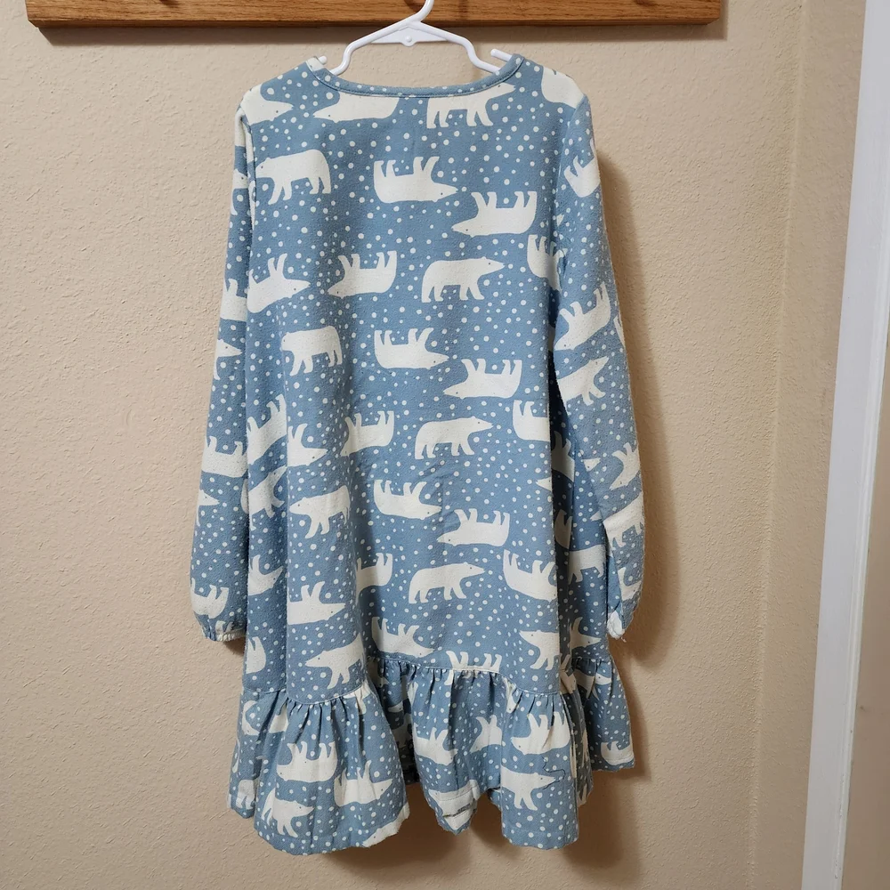 Hanna Andersson Blue Polar Bear Flannel Nightgown